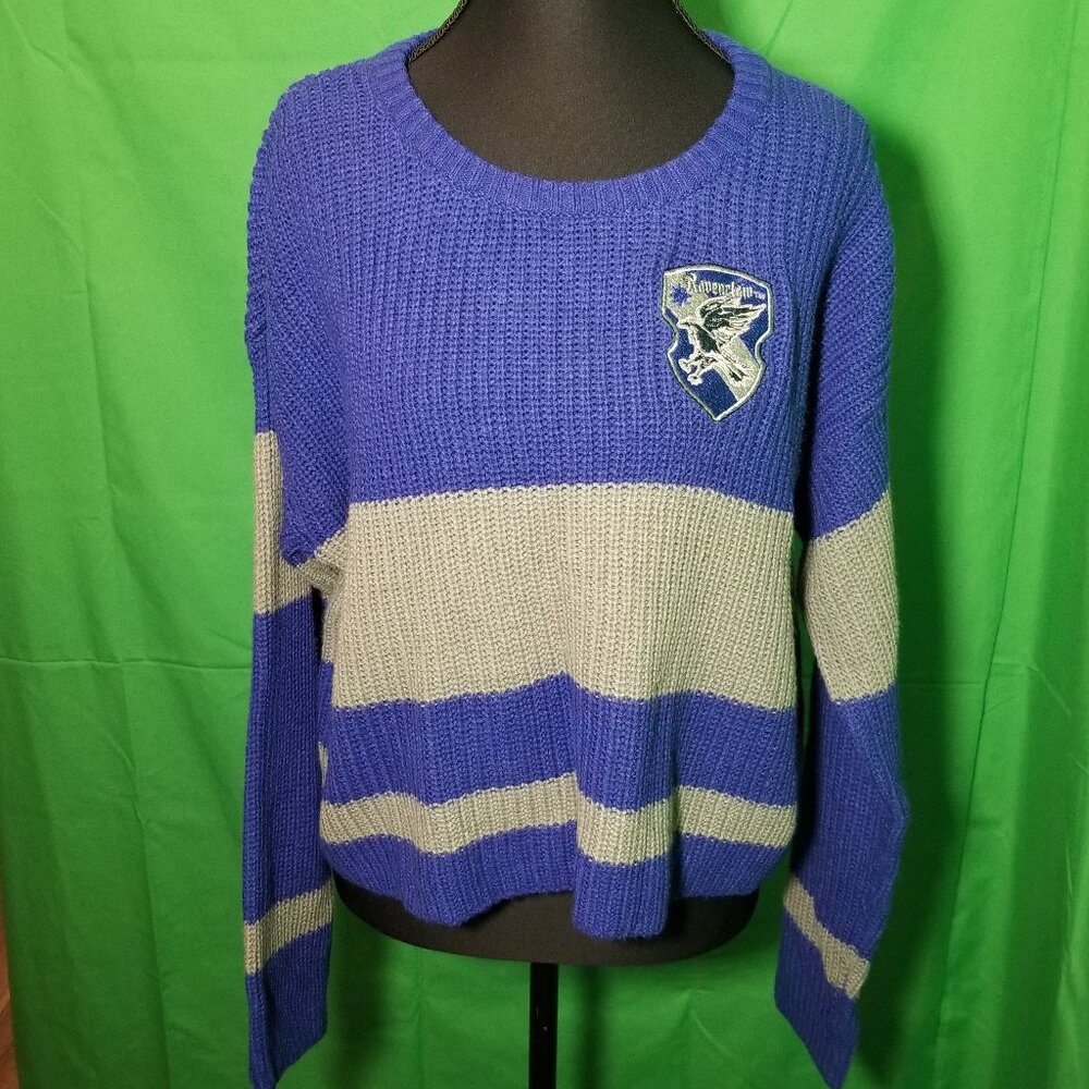 Harry Potter Womens Large Ravenclaw Universal Studios Cropped Sweater Wizard‎